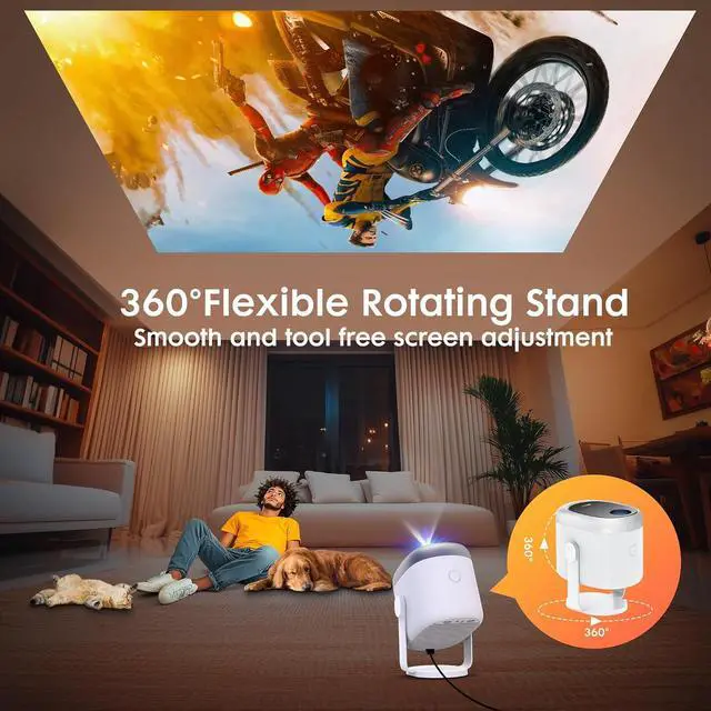 Alt view image 3 of 7 - Mini Portable Projector with WiFi and Bluetooth,360° Rotatable, EXTRAVIS H1 Projector Support 1080P HD Movie Projector 500ANSI, Auto Keystone & Focus, Smart Outdoor Projector, Full-Sealed Engine