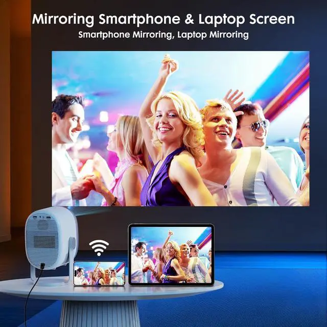 Alt view image 4 of 7 - Mini Portable Projector with WiFi and Bluetooth,360° Rotatable, EXTRAVIS H1 Projector Support 1080P HD Movie Projector 500ANSI, Auto Keystone & Focus, Smart Outdoor Projector, Full-Sealed Engine