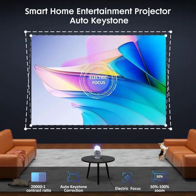 Alt view image 5 of 7 - Mini Portable Projector with WiFi and Bluetooth,360° Rotatable, EXTRAVIS H1 Projector Support 1080P HD Movie Projector 500ANSI, Auto Keystone & Focus, Smart Outdoor Projector, Full-Sealed Engine