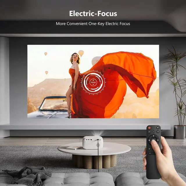 Alt view image 3 of 7 - Mini Projector with WiFi and Bluetooth, 4K 1080P Portable Projector, 18000 Lumens Outdoor Movie Projector Support Electric Focus & Auto Vertical Keystone, Smart Video Projectors for Phone/TV Stick/PC