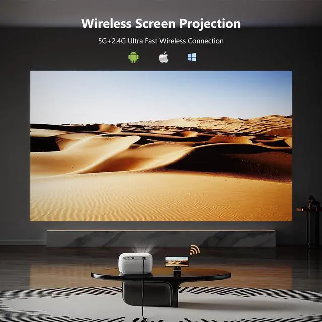 Alt view image 4 of 7 - Mini Projector with WiFi and Bluetooth, 4K 1080P Portable Projector, 18000 Lumens Outdoor Movie Projector Support Electric Focus & Auto Vertical Keystone, Smart Video Projectors for Phone/TV Stick/PC
