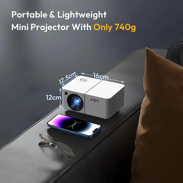 Alt view image 7 of 7 - X2 Android 12 Portable HD Projector 12000L 1080P Support with WiFi and Bluetooth, Electric Focus/Keystone, Built-in Netflix, YouTube 8000+ APP, Tripod Included(Pearl White)