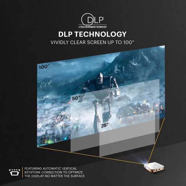 Alt view image 5 of 6 - Ultra Mini Portable Projector - HD 1080p support LED DLP Rechargeable Pico Projector - 100" Display, Built-in Speaker - HDMI, USB and Micro SD - Compatible with iPhone iPad, Android Phones