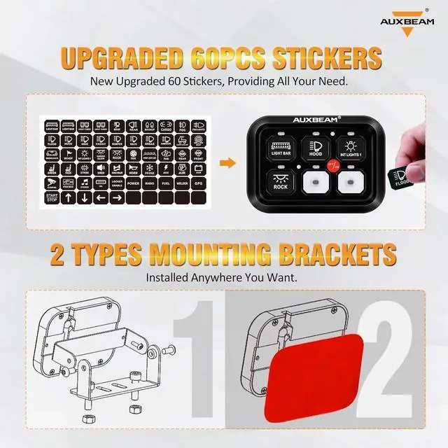 Alt view image 6 of 7 - 6 Gang Switch Panel BC60, Universal Circuit Control Relay System Box with Automatic Dimmable On-Off LED Switch Pod Touch Switch Box for Car Pickup Truck UTV ATV Boat, 2 Year Warranty, Blue