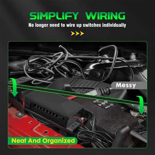 Alt view image 3 of 7 - 4 Gang Wireless Switch Panel, Auxiliary Car Swtich Panel with 2 Light Modes Memory Function, 12V 60A Universal Relay Switch Box for Truck Offroad SUV UTV ATV Boat Marine