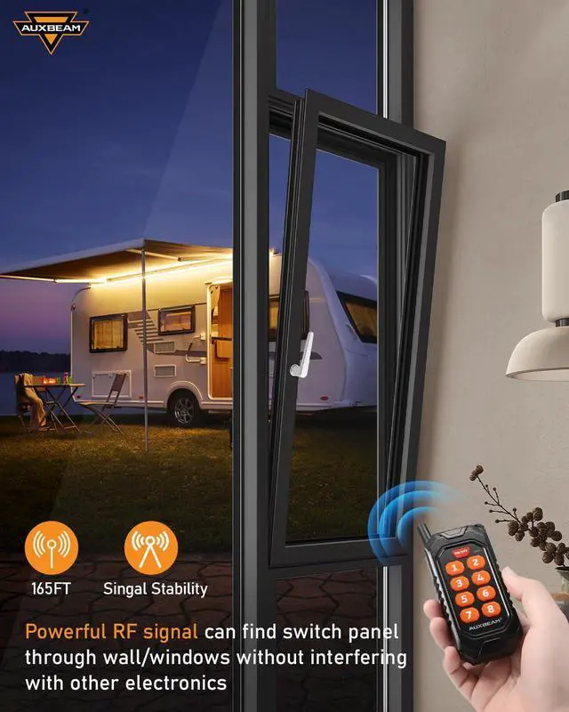 Alt view image 2 of 7 - 8 Gang Switch Panel RC-800 RGB Wireless Remote Control Range Up to 165FT Multifunction Switch Pod 3 lighting modes with Backlit Off and Auto Dimmable for RV Offroad Waterproof 2 Years Warranty