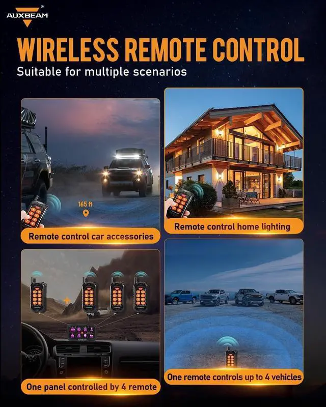 Alt view image 3 of 7 - 8 Gang Switch Panel Bluetooth RGB AC-800 with APP&Remote Control Toggle Momentary Pulsed Switch Pod Off Backlight for Truck Offroad UTV ATV Car Marine 12-24V Waterproof 2 Years Warranty