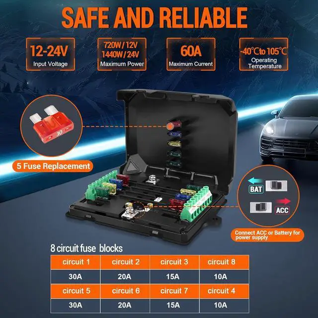 Alt view image 5 of 7 - Switch Panel 8 Gang Switch Panel Universal Circuit Control Relay System LED Control Panel Switch Touch Switch Box for Car Truck Boat Marine ATV UTV SUV - RGB