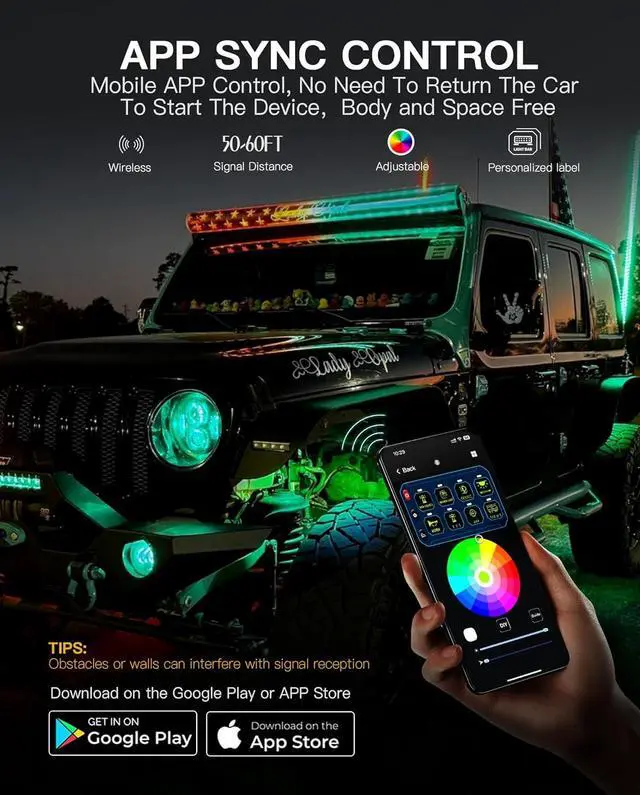 Alt view image 6 of 6 - RGB 8 Gang Switch Panel, Marine Switch Panel Box, Multifunction Offroad Light Switch Panel, Wireless Auxiliary LED Switch Pod for 12V/24V Car Truck Jeep SUV Boat Marine, Waterproof, Phone Control