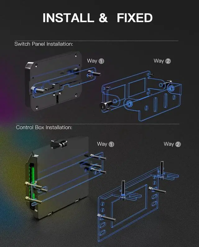 Alt view image 5 of 6 - RGB 8 Gang Switch Panel, Marine Switch Panel Box, Multifunction Offroad Light Switch Panel, Wireless Auxiliary LED Switch Pod for 12V/24V Car Truck Jeep SUV Boat Marine, Waterproof, Phone Control