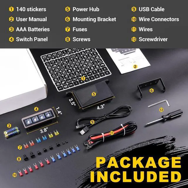 Alt view image 7 of 7 - Wireless 4 Gang Switch Panel - Multifunction Toggle Switches Control High Performance 80A Circuit Control Relay Switch Box with 2 Light Memory Function for 12V Truck SUV UTV ATV Marine RV
