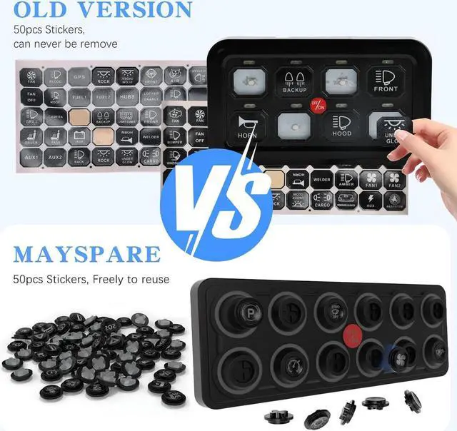 Alt view image 4 of 6 - Switch Panel Upgraded Multicolored Toggle Momentary Pulse Switch Panel,Electronic Relay System for Yachts Trucks Off-Road Vehicles RVs SUVs UTVs ATVs- IP68 Waterproof (12 Gang Switch Panel)