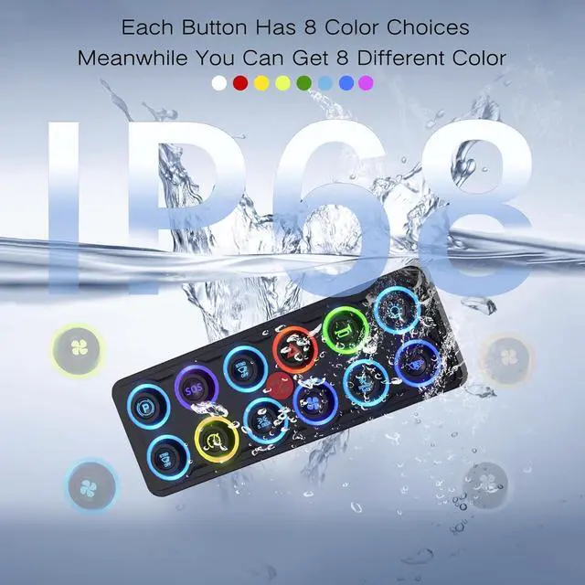 Alt view image 5 of 6 - Switch Panel Upgraded Multicolored Toggle Momentary Pulse Switch Panel,Electronic Relay System for Yachts Trucks Off-Road Vehicles RVs SUVs UTVs ATVs- IP68 Waterproof (12 Gang Switch Panel)