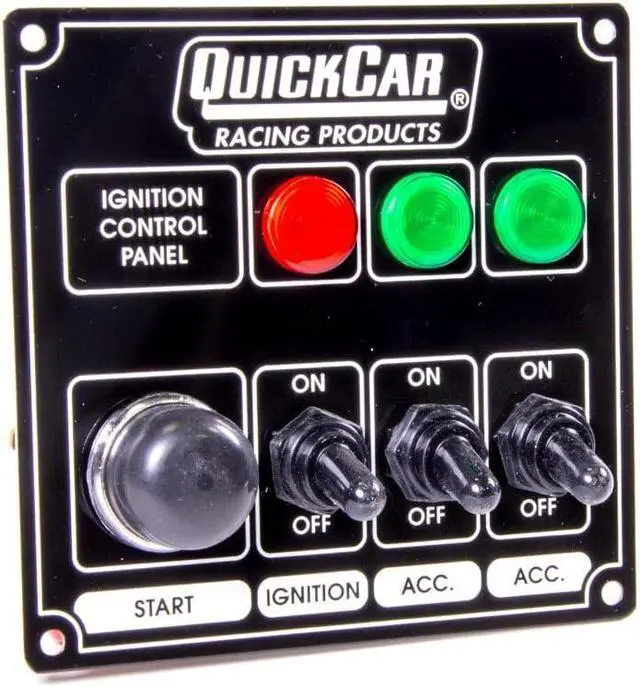 Main image of Quickcar Racing Products 50-825 Ignition Panel Black W/2 ACC. & Lights