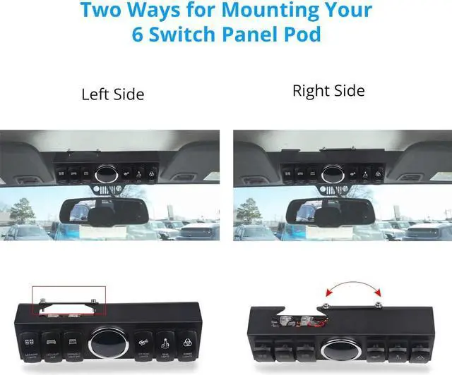 Alt view image 4 of 7 - 6-Switch Pod Toggle Switch Panel Overhead and Source Control System Box Wiring Harness Kit with 12 Switch Covers & a Switch Clip Remover Compatible with Jeep Wrangle (Green)