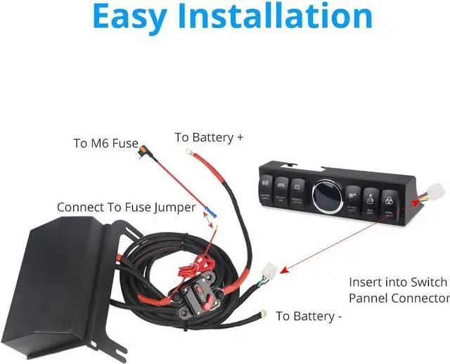 Alt view image 6 of 7 - 6-Switch Pod Toggle Switch Panel Overhead and Source Control System Box Wiring Harness Kit with 12 Switch Covers & a Switch Clip Remover Compatible with Jeep Wrangle (Green)