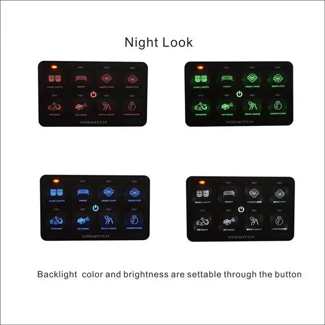 Alt view image 4 of 6 - UV100 8 Gang Programmable Switch Panel Power Control System for Truck UTV Side by Side Boat 12V Battery Use