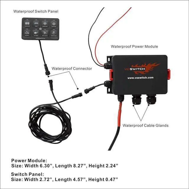 Alt view image 6 of 6 - UV100 8 Gang Programmable Switch Panel Power Control System for Truck UTV Side by Side Boat 12V Battery Use