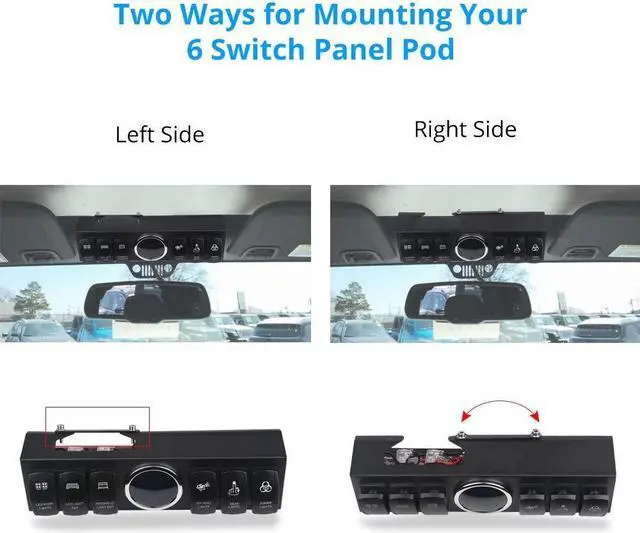 Alt view image 3 of 7 - 6 Gang Rocker Switch Panel Pod with 80A Relay Box Circuit Breaker Source Control System Compatible with Jeep Wrangler JK JKU 2007-2018 with 12 Switch Covers & a Switch Clip Remover