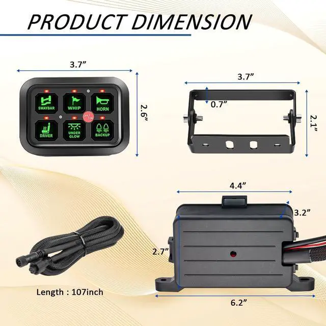 Alt view image 2 of 7 - 6 Gang Switch Panel Universal Circuit Control Relay System with Fuse Wiring Harness Automatic Dimmable ON-Off LED Switch Pod for Cars Trucks Boats ATV UTV SUV