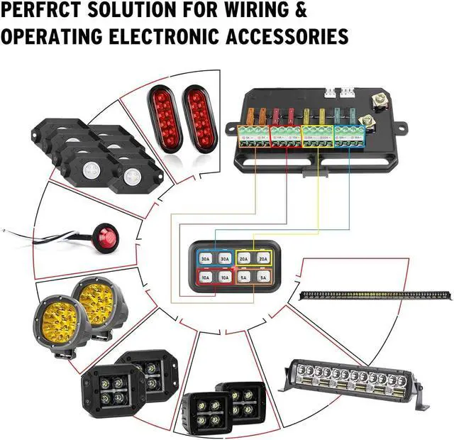 Alt view image 2 of 7 - 8 Gang Switch Panel, On-Off LED Multifunction Switch Panel Automatic Dimmable LED Touch Control Panel Box Universal Electronic Relay System Circuit Control Box for UTV SKU Truck ATV