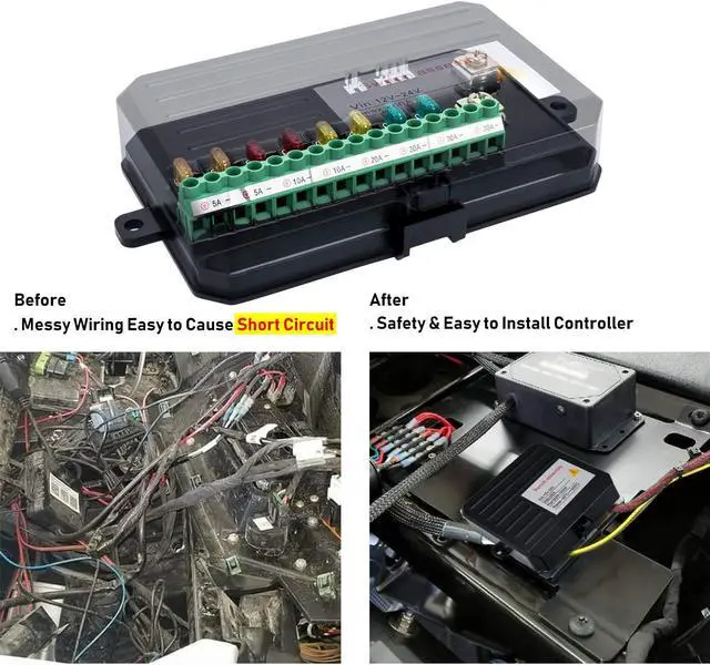 Alt view image 7 of 7 - 8 Gang Switch Panel, On-Off LED Multifunction Switch Panel Automatic Dimmable LED Touch Control Panel Box Universal Electronic Relay System Circuit Control Box for UTV SKU Truck ATV