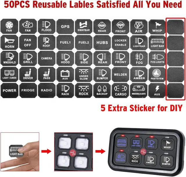Alt view image 3 of 7 - 8 Gang Switch Panel, On-Off LED Multifunction Switch Panel Automatic Dimmable LED Touch Control Panel Box Universal Electronic Relay System Circuit Control Box for UTV SKU Truck ATV