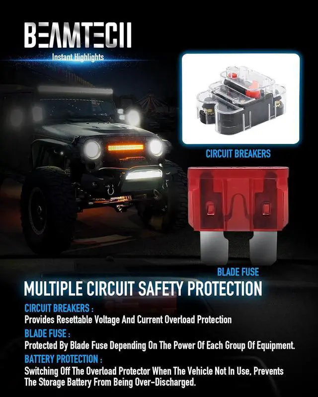 Alt view image 5 of 7 - Wireless 8 Gang Switch Panel, RGB Multifunction Switch Toggle Momentary Pulsed Circuit Control Relay System Box Auxiliary Touch Control Switch LED Light Controller for Off Road Car