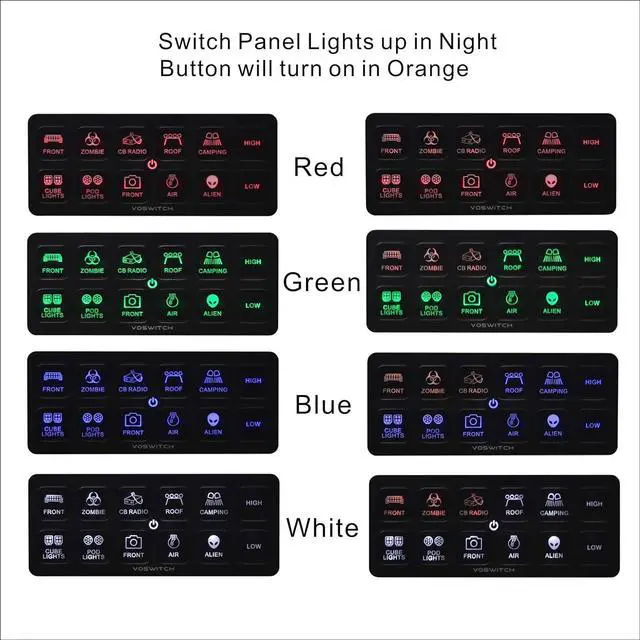 Alt view image 2 of 6 - UV120 12 Gang Switch Panel Power System for 12V Battery Vehicle and Boat