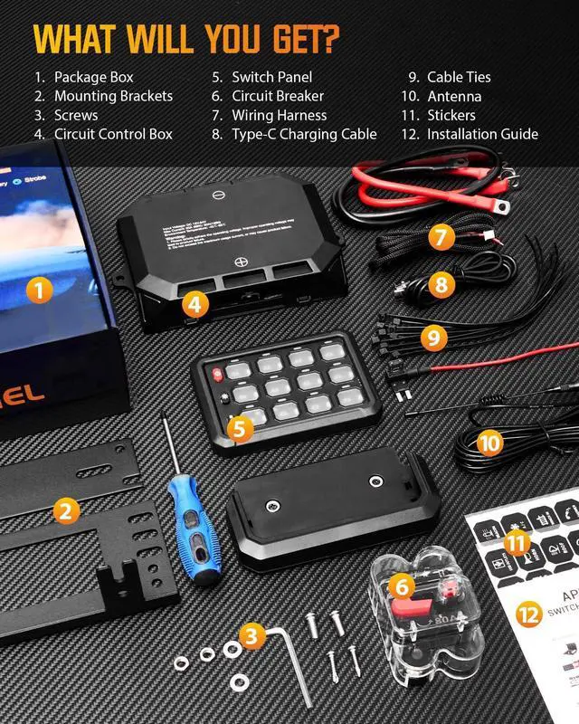 Alt view image 3 of 7 - 12 Gang Switch Panel, Wireless High Power Multifunction 12v Switch Panel for Truck Car ATV UTV