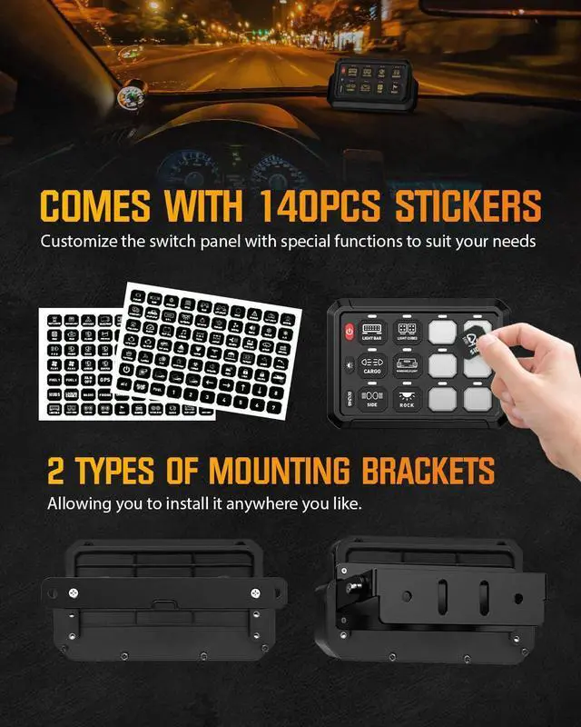 Alt view image 7 of 7 - 12 Gang Switch Panel, Wireless High Power Multifunction 12v Switch Panel for Truck Car ATV UTV