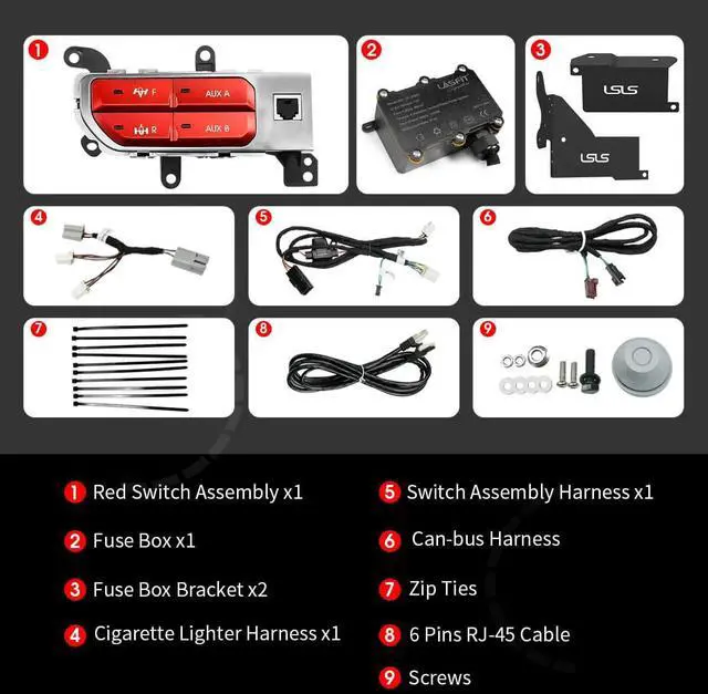 Alt view image 5 of 7 - No Software Update Required OEM Style Plug&Play Front & Rear Locker Switch Aux Switch Panel Dash 4 Buttons for JL 2018-2023 & JT 2019-2023, Red, for LASFIT