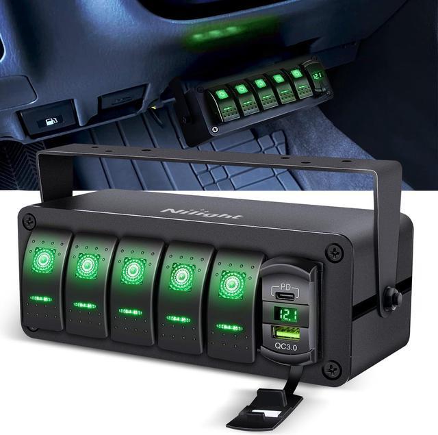 Nilight 5 Gang Rocker Switch Box 12V SPST ON Off Toggle