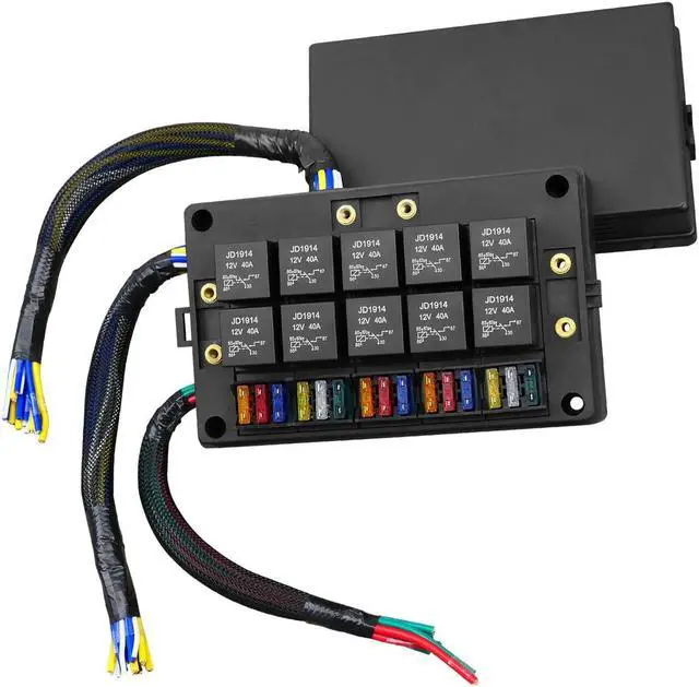 Main image of 12V Fuse Relay Box 15 Slots with Pre-Wired, Universal Waterproof Relay Box ATC/ATO Fuse Holder and 10 Slots Relay Panel, Relay Socket Box for Automotive Car Truck Marine Boat