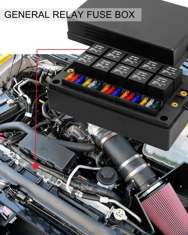 Alt view image 2 of 5 - 12V Fuse Relay Box 15 Slots with Pre-Wired, Universal Waterproof Relay Box ATC/ATO Fuse Holder and 10 Slots Relay Panel, Relay Socket Box for Automotive Car Truck Marine Boat