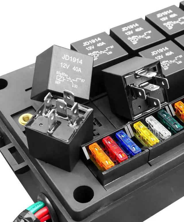Alt view image 3 of 5 - 12V Fuse Relay Box 15 Slots with Pre-Wired, Universal Waterproof Relay Box ATC/ATO Fuse Holder and 10 Slots Relay Panel, Relay Socket Box for Automotive Car Truck Marine Boat