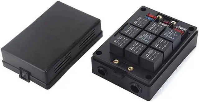 Main image of Multi-Channel Relay Holder for Automobile, Truck and Marine 9 Way Fuse Holder Box with 9pcs 12V4 pin Relay (Including Terminal, Fuse Box Piece)