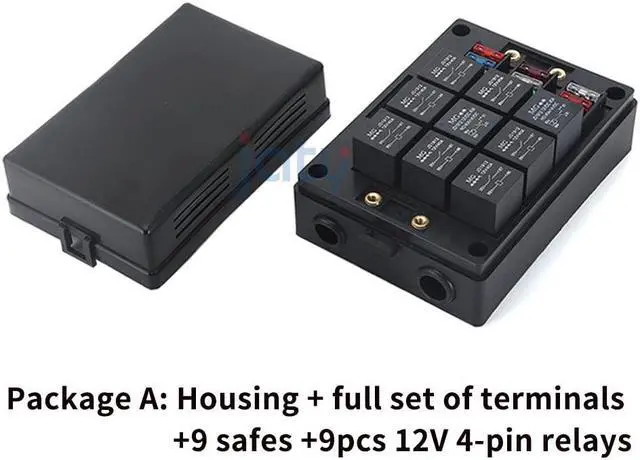 Alt view image 2 of 4 - Multi-Channel Relay Holder for Automobile, Truck and Marine 9 Way Fuse Holder Box with 9pcs 12V4 pin Relay (Including Terminal, Fuse Box Piece)