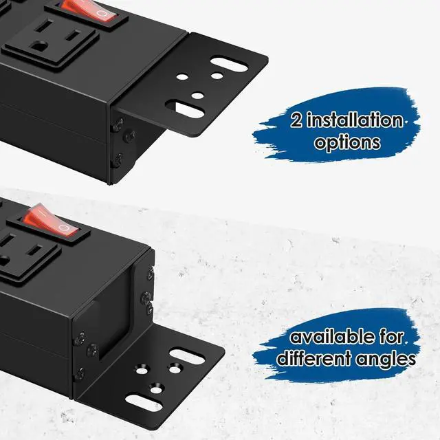 Alt view image 6 of 7 - Rack Mount Power Strips,8 Outlet Strips Surge Protector with Individual Switches, PDU Power Strip for Server Racks, 14AWG Heavy-Duty Braided Extension Cord,2700J,15A 125V 1875W (10 FT Cable)