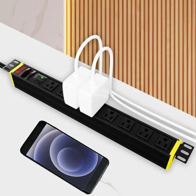Alt view image 3 of 7 - PDU Rack Mount Power Strips, 8 Outlet Power Strip for Network Server Rack Power Strip, 1U Surge Protector 19 Rackmount, 120V/ 15A Power Distribution Unit with 10 Cord Network Rack
