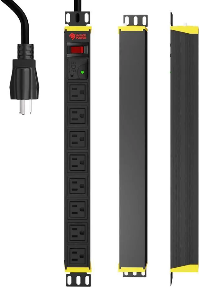 Alt view image 5 of 7 - PDU Rack Mount Power Strips, 8 Outlet Power Strip for Network Server Rack Power Strip, 1U Surge Protector 19 Rackmount, 120V/ 15A Power Distribution Unit with 10 Cord Network Rack
