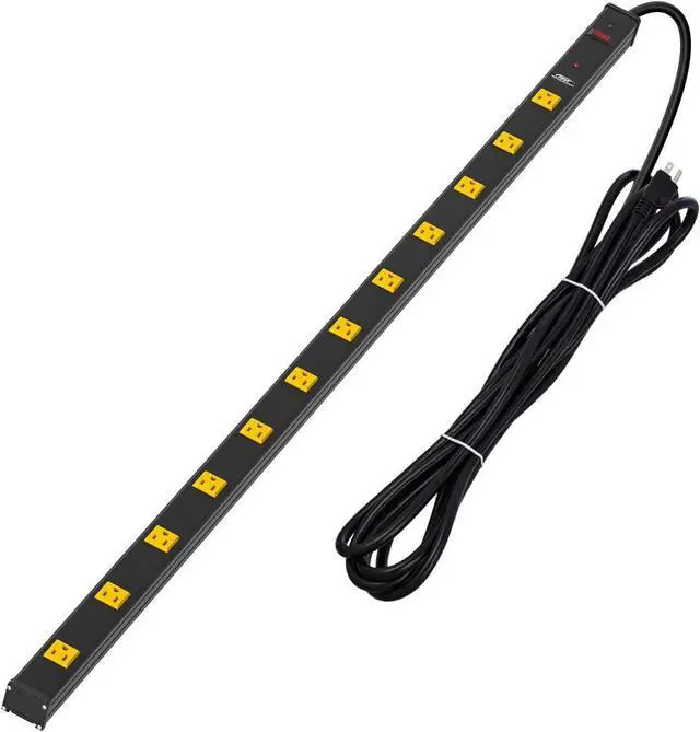 Main image of Heavy Duty Metal Wide Spaced Power Strip Surge Protector with 15A Circuit Breaker 15FT Extral Long Cord 1800-Joule (12 Outlet)