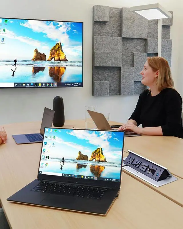 Alt view image 4 of 6 - Conference Table Power Hub, Table Pop Up Power Strip Box with Type-C PD 20W Fast Charging Ports, LAN, HDMI(4K) and USB 3.0 for Conference Room Office Desk (Silver)