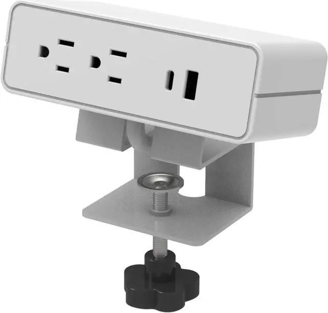 Main image of NeatHub Desktop Power Strip, 2-Outlet, 2-Port White Desk Clamp Power Strip, Smart Power Distribution Desk Power Station, Desk Outlet for Laptops, Tablets, Mobile Devices
