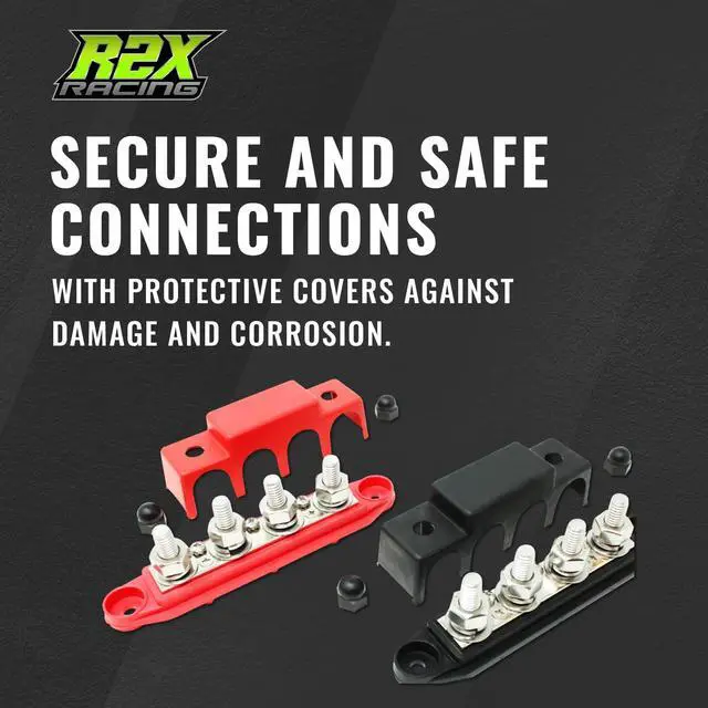 Alt view image 2 of 7 - 4 Post Power Distribution Block Bus Bar Pair with Cover - Made in The USA - 400 Amp Rating  Marine Bus Bar, Automotive, and Solar Wiring  Battery Terminal Distribution Block - (Set of 2)(5/16)