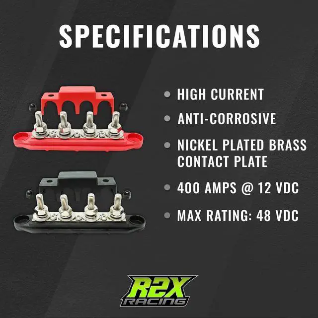 Alt view image 4 of 7 - 4 Post Power Distribution Block Bus Bar Pair with Cover - Made in The USA - 400 Amp Rating  Marine Bus Bar, Automotive, and Solar Wiring  Battery Terminal Distribution Block - (Set of 2)(5/16)
