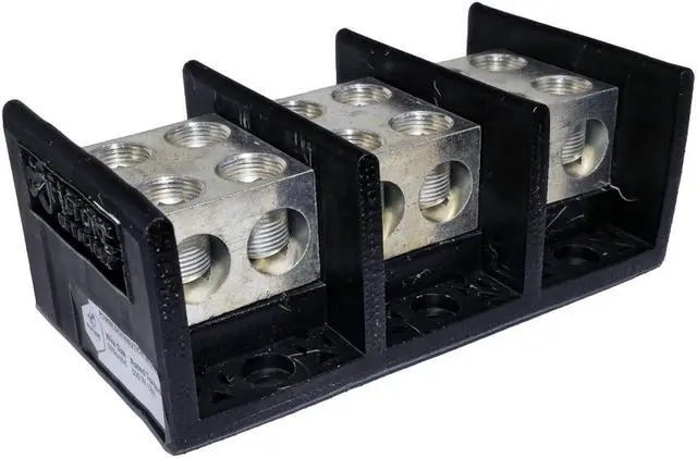 Main image of Power Distribution Block / 3 Phase / 600 V, 2000 V or to 35 KV (Uninsulated) depending on Application / 460 A / 2 Inputs, 2 Outputs / 500 kcmil - 6 AWG Load in / 500 kcmil - 6 AWG Line Out