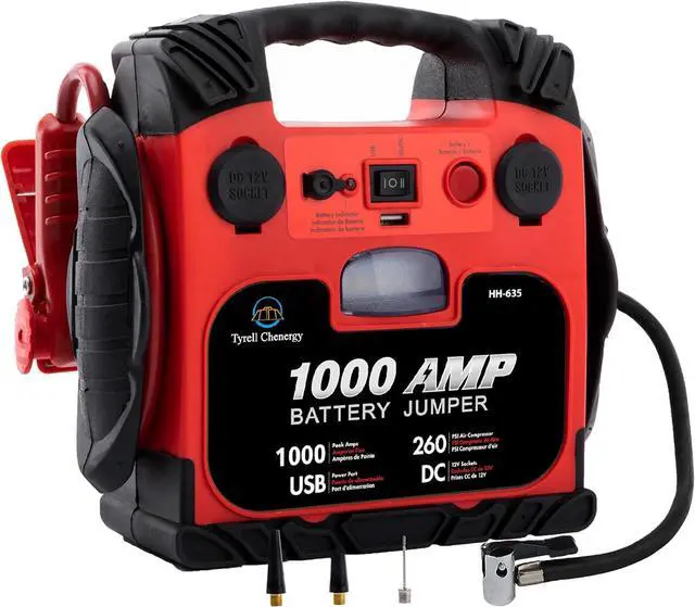 Main image of Chenergy Car Battery Jump Starter with Air Compressor Portable Tire Inflator,260PSI 1000Amp Battery Booster Jumper Box(Up to 5L Gas or 5L Diesel) Power Station 12V DC Outlet USB Port,LED Light