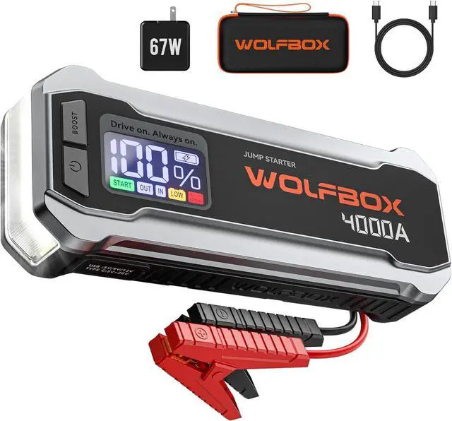 Main image of 4000A Jump Starter,12V Car Battery Jump Starter with 65W Quick Charger,LED Display,24000mAh Portable Jump Starter Battery Pack(10L Gas 10L Diesel Engine) with Booster,LED Light,Jumper Cables