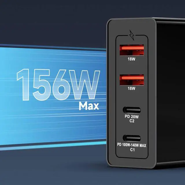 Alt view image 3 of 7 - 28V 5A PD3.1 140W USB C GaN Charger for Yacht Block Fast Car Charging Station 4-Port Power Adapter for Steeck MSI Titan 18 HX Ai Gaming Laptop, Chromebook, i-Pad Pro M3 M4 MacBook Pro 16" 14"